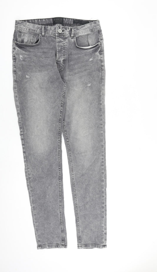 Denim & Co. Mens Grey Cotton Skinny Jeans Size 32 in L34 in Slim Button