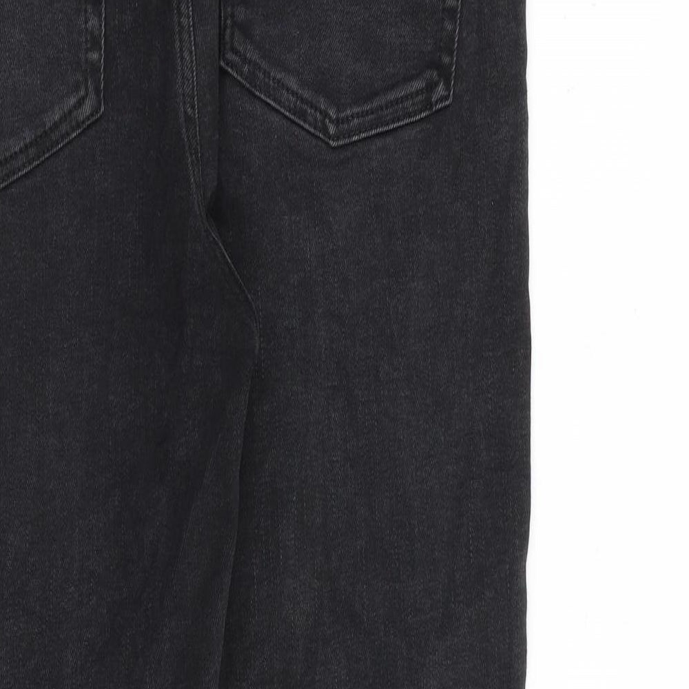 NEXT Womens Grey Cotton Straight Jeans Size 12 L25 in Regular Zip - Raw Hem