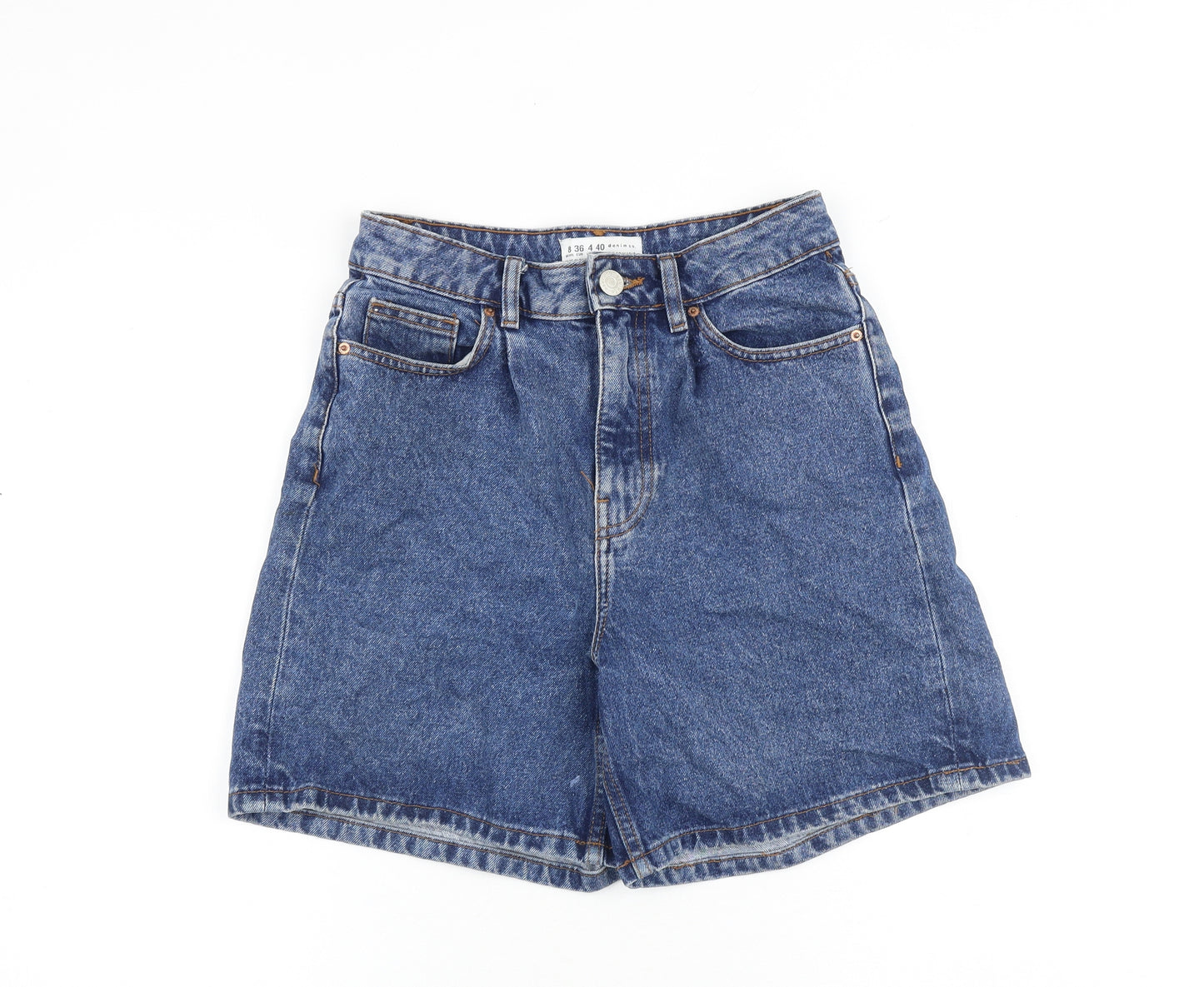 Denim & Co. Womens Blue 100% Cotton Boyfriend Shorts Size 8 L7 in Regular Zip