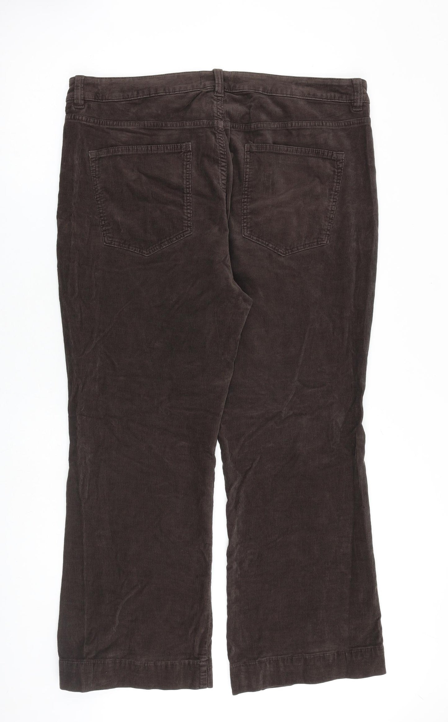 Marks and Spencer Womens Brown Cotton Trousers Size 20 L28 in Regular Zip