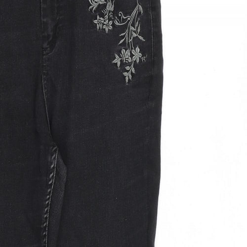 Marks and Spencer Womens Black Cotton Skinny Jeans Size 12 L28 in Slim Zip