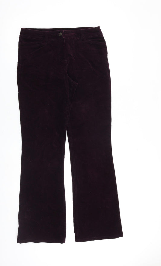 Monsoon Womens Purple Cotton Trousers Size 28 in L31 in Regular Zip