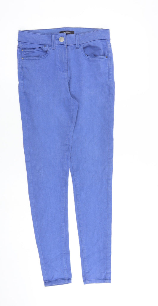 Marks and Spencer Womens Blue Cotton Skinny Jeans Size 8 L29 in Slim Zip