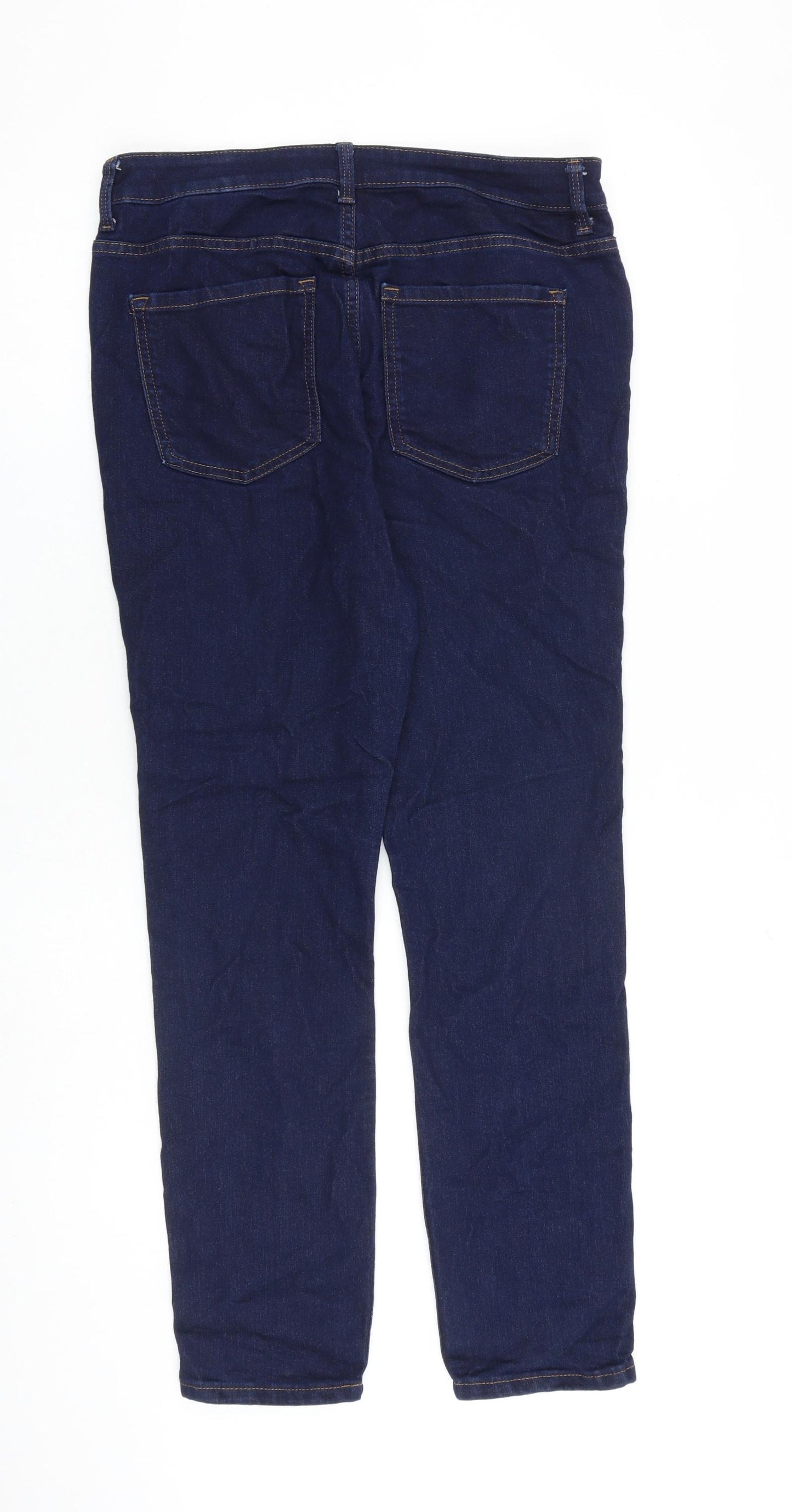 Marks and Spencer Womens Blue Cotton Straight Jeans Size 12 L28 in Regular Zip