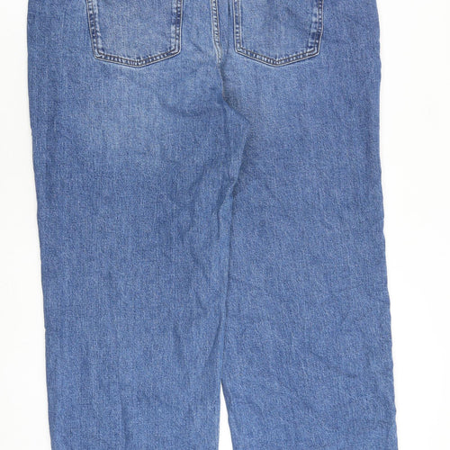 Marks and Spencer Womens Blue Cotton Straight Jeans Size 20 L32 in Regular Zip