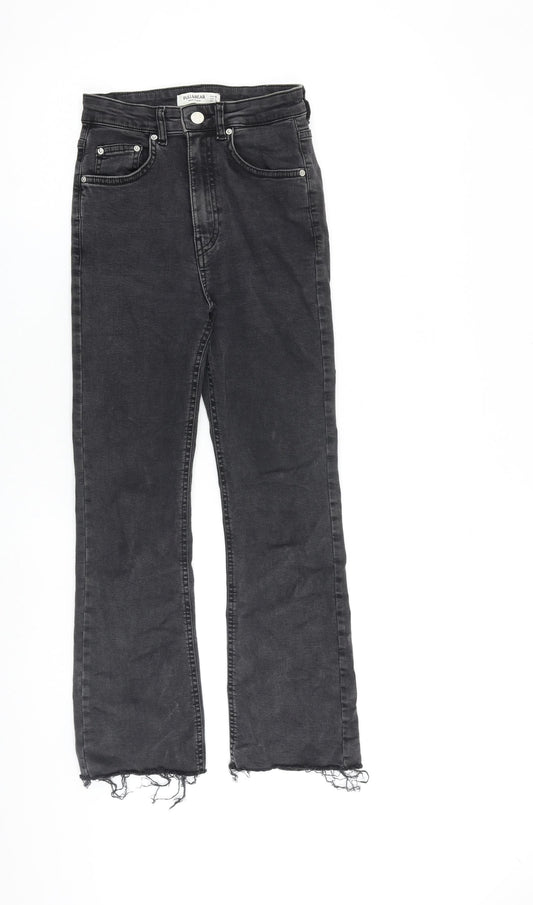 Pull&Bear Womens Grey Cotton Bootcut Jeans Size 6 L26 in Regular Zip - Raw Hem