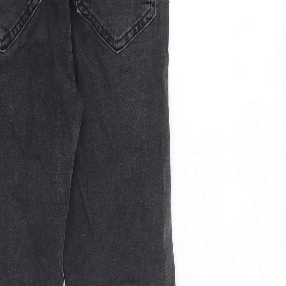 Pull&Bear Womens Grey Cotton Bootcut Jeans Size 6 L26 in Regular Zip - Raw Hem
