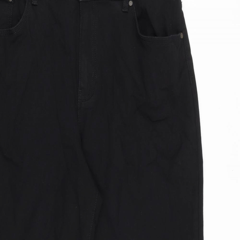 Autograph Womens Black Cotton Wide-Leg Jeans Size 20 L28 in Regular Zip