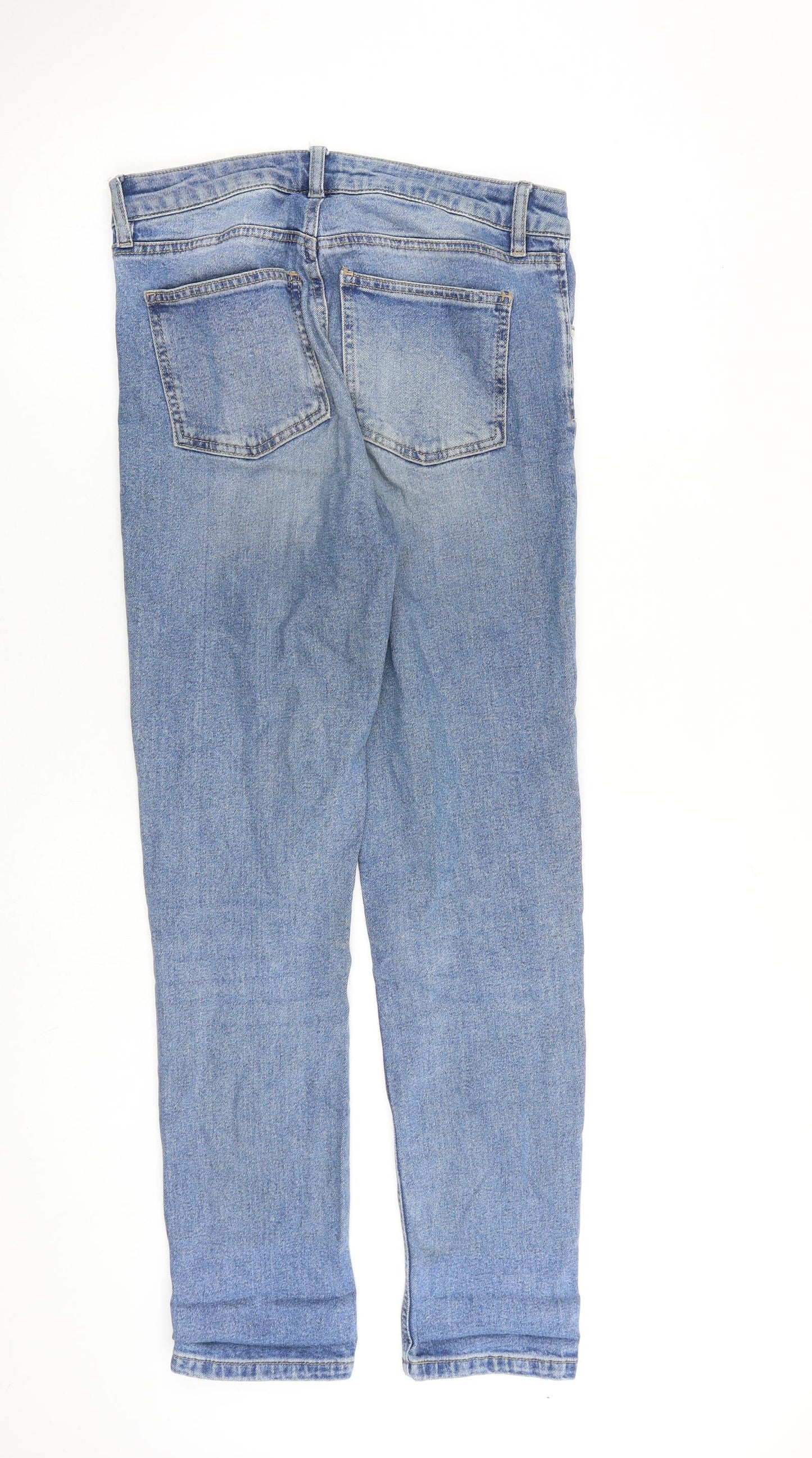 Warehouse Womens Blue Cotton Straight Jeans Size 10 L30 in Regular Zip