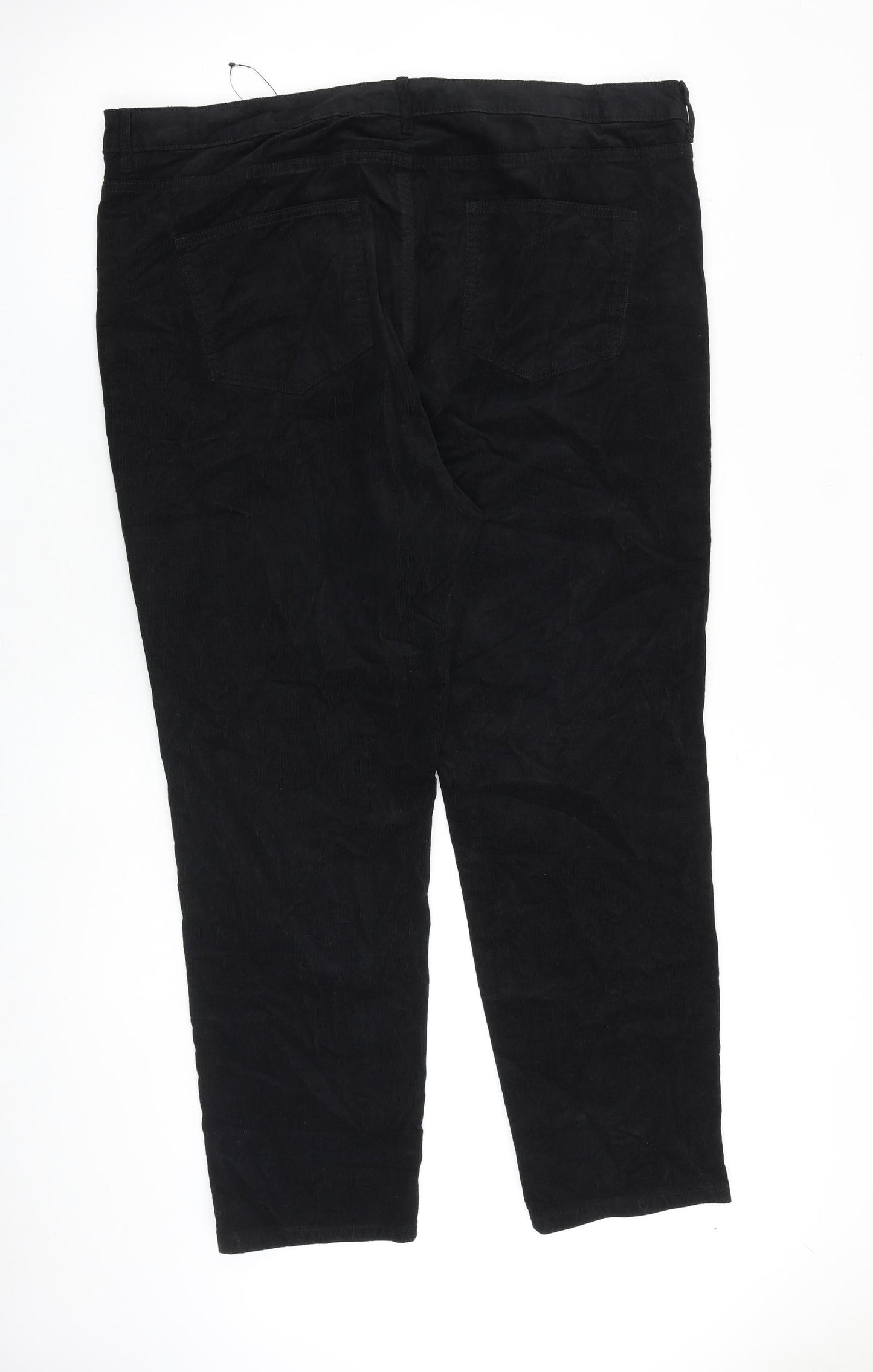 Marks and Spencer Womens Black Cotton Trousers Size 22 L28 in Regular Zip