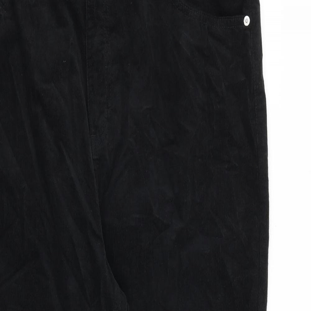 Marks and Spencer Womens Black Cotton Trousers Size 22 L28 in Regular Zip