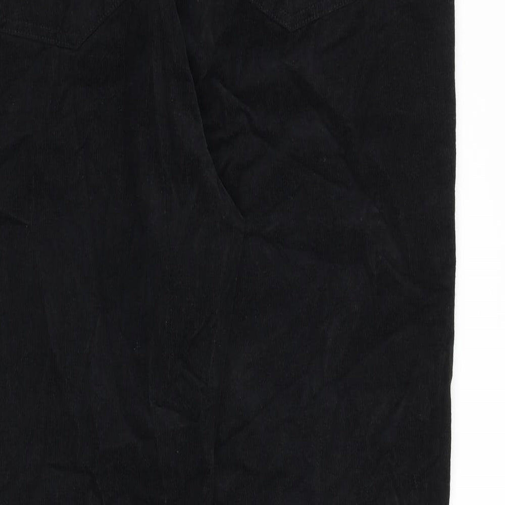 Marks and Spencer Womens Black Cotton Trousers Size 22 L28 in Regular Zip