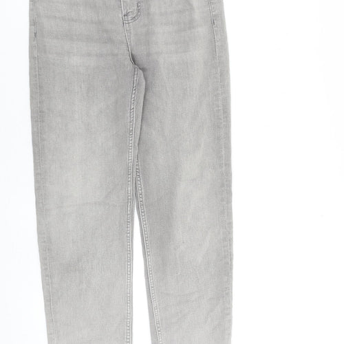 Marks and Spencer Womens Grey Cotton Straight Jeans Size 10 L28 in Regular Zip