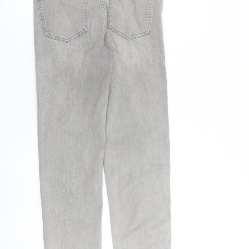 Marks and Spencer Womens Grey Cotton Straight Jeans Size 10 L28 in Regular Zip