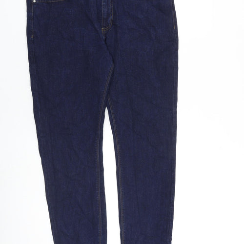 Marks and Spencer Mens Blue Cotton Skinny Jeans Size 34 in L29 in Slim Zip