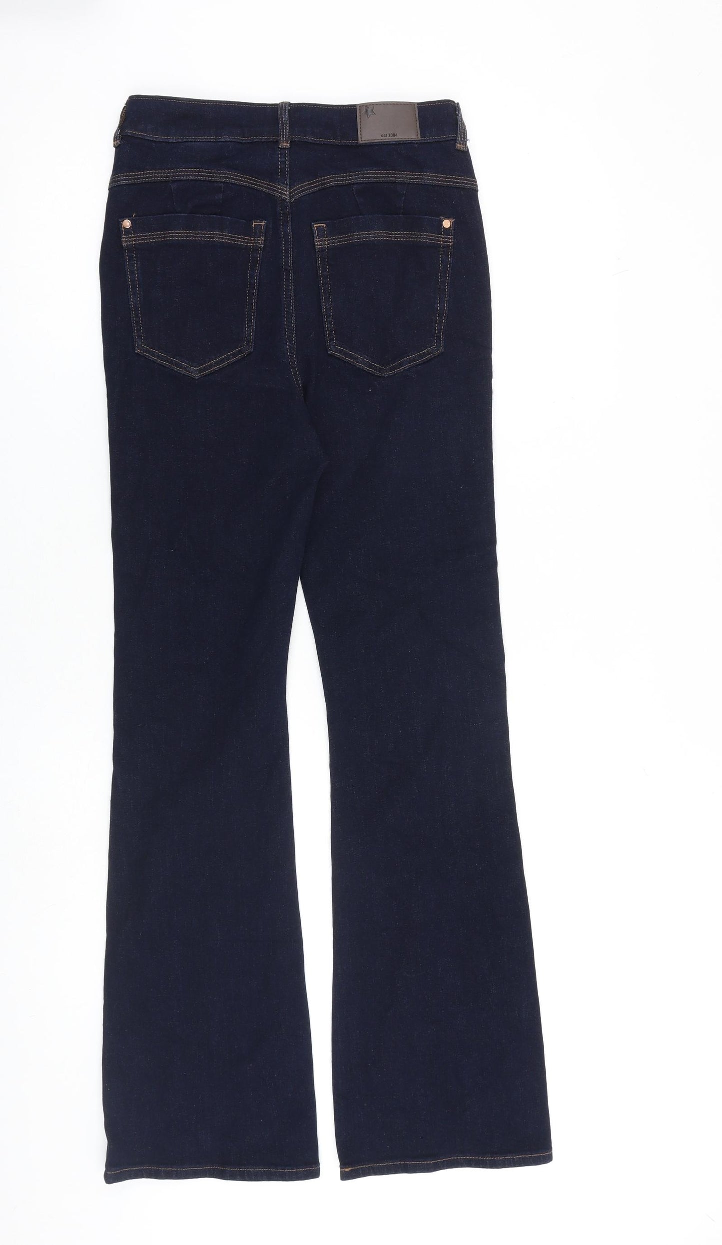 Marks and Spencer Womens Blue Cotton Flared Jeans Size 8 L30 in Slim Zip