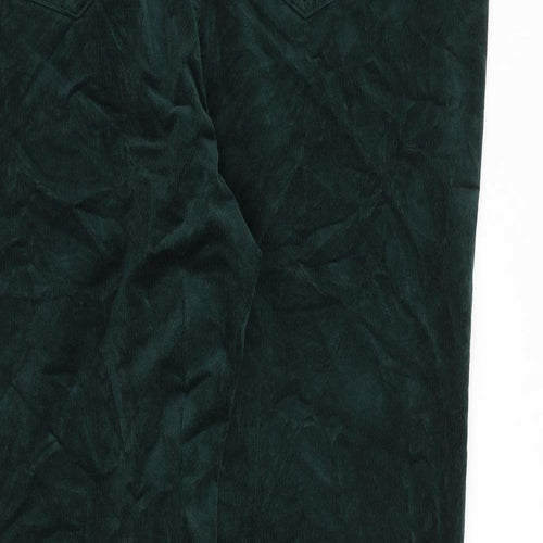 Marks and Spencer Womens Green Cotton Trousers Size 22 L30 in Regular Zip