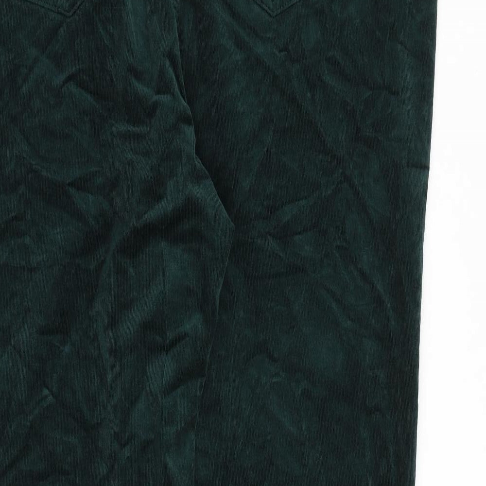 Marks and Spencer Womens Green Cotton Trousers Size 22 L30 in Regular Zip