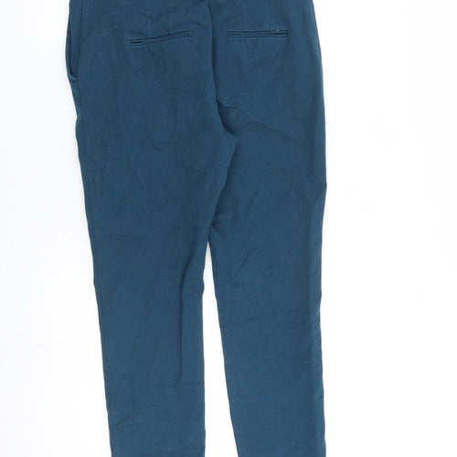 Autograph Womens Blue Cotton Chino Trousers Size 8 L26 in Regular Zip