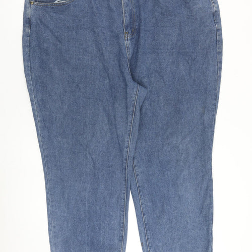 Boohoo Womens Blue Cotton Mom Jeans Size 24 L27 in Regular Zip