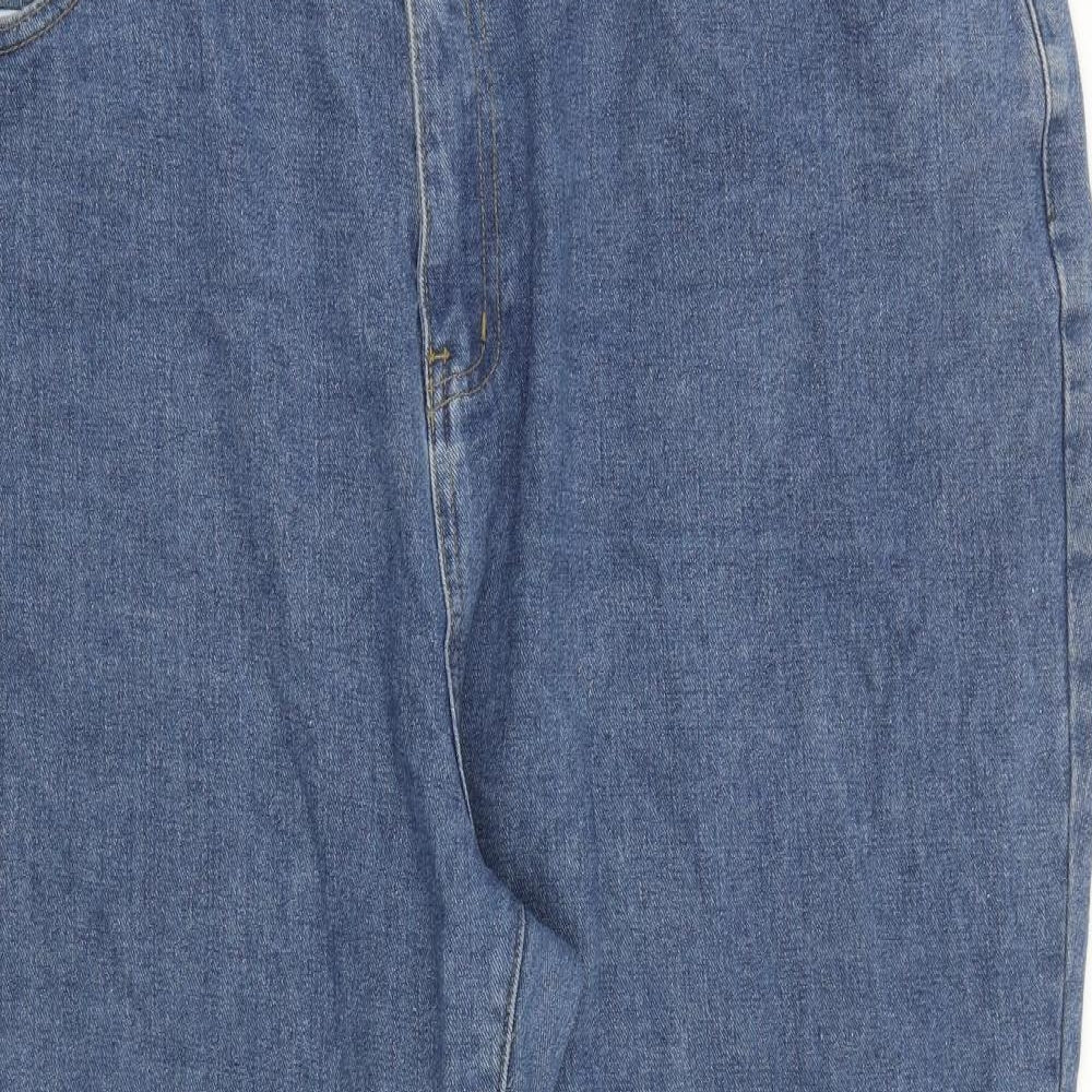 Boohoo Womens Blue Cotton Mom Jeans Size 24 L27 in Regular Zip
