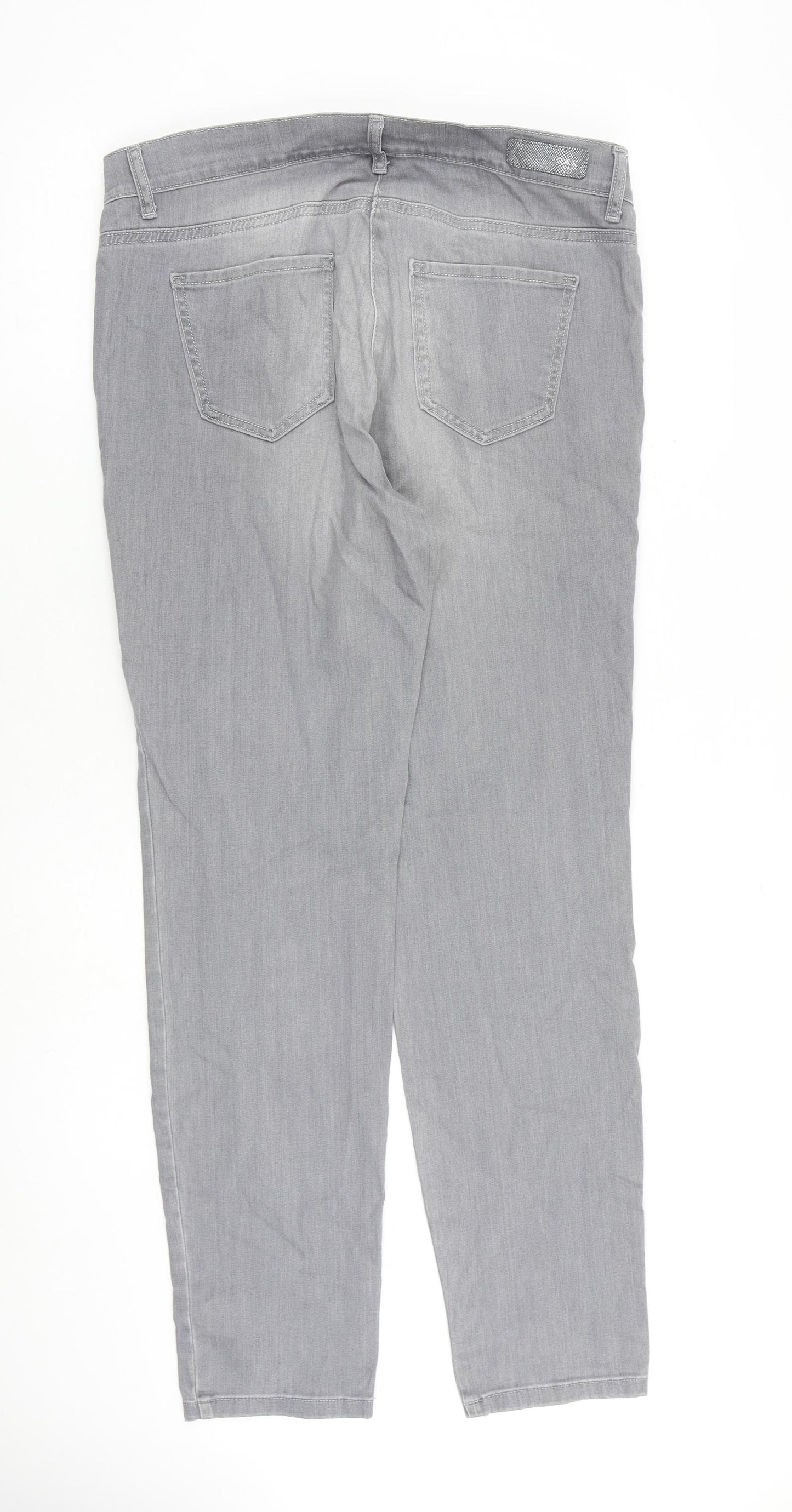 BRAX Womens Grey Cotton Tapered Jeans Size 16 L32 in Slim Zip