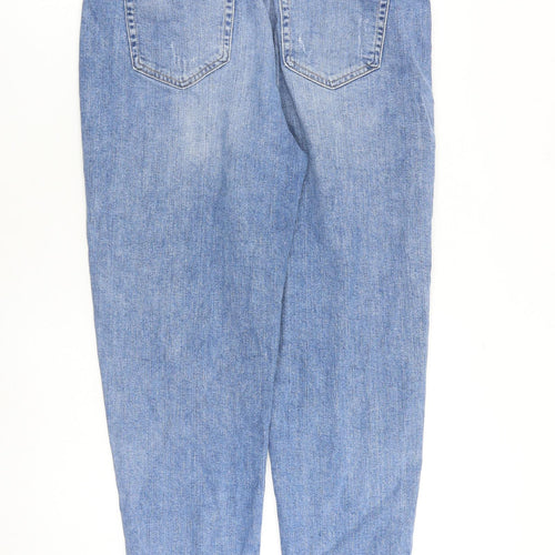 Marks and Spencer Womens Blue Cotton Mom Jeans Size 12 L27 in Regular Zip