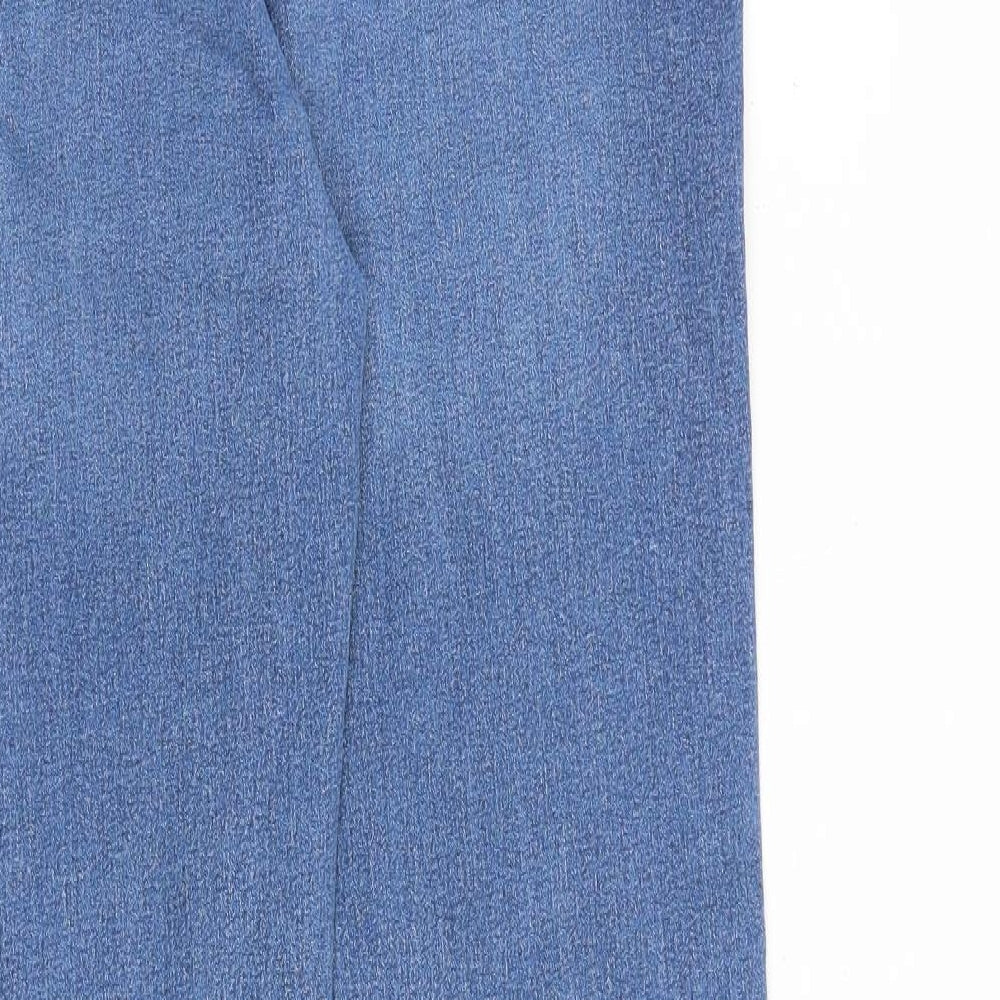 Marks and Spencer Womens Blue Cotton Straight Jeans Size 12 L32 in Slim Zip