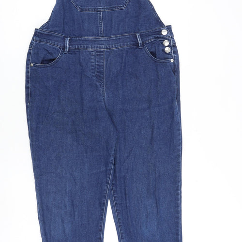 Matalan Womens Blue Cotton Dungaree One-Piece Size 12 L31 in Buckle