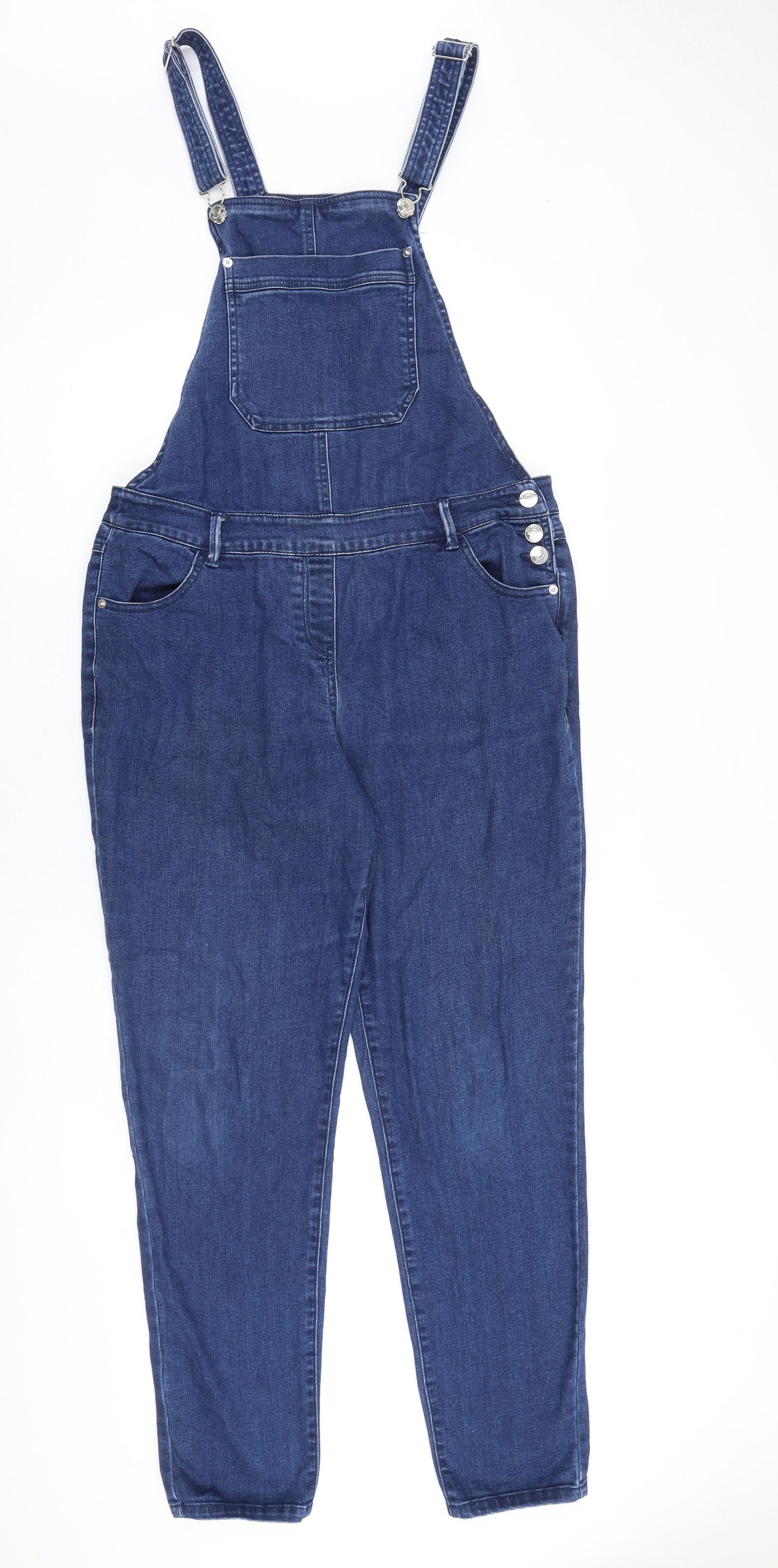 Matalan Womens Blue Cotton Dungaree One-Piece Size 12 L31 in Buckle