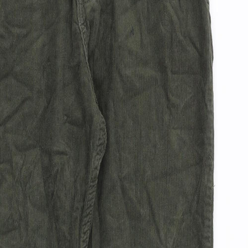 Marks and Spencer Mens Green Cotton Trousers Size 34 in L33 in Regular Zip