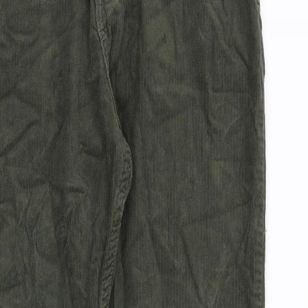 Marks and Spencer Mens Green Cotton Trousers Size 34 in L33 in Regular Zip