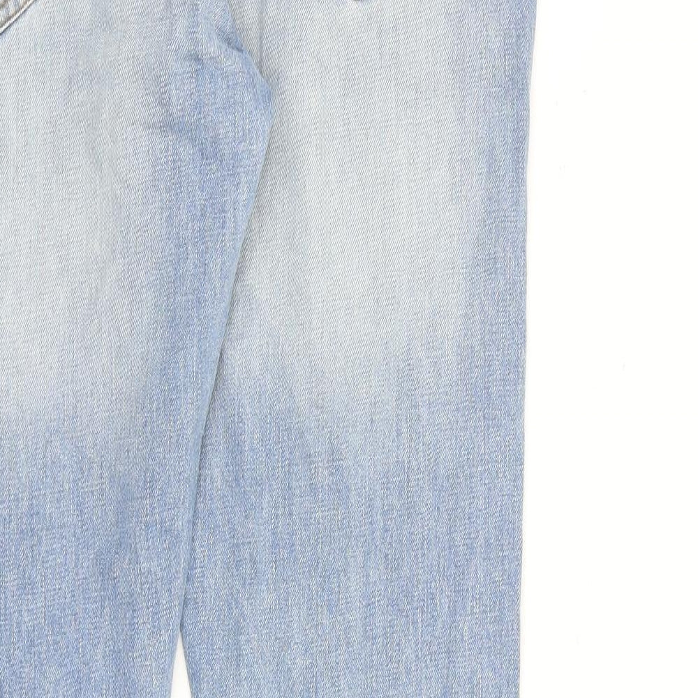 Topman Mens Blue Cotton Straight Jeans Size 34 in L32 in Slim Zip