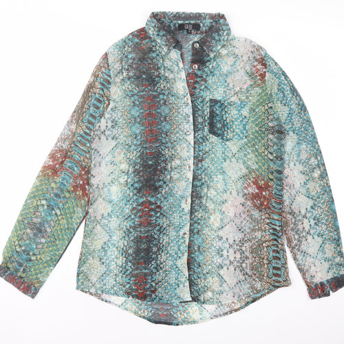 Goldie Womens Multicoloured Animal Print Polyester Basic Button-Up Size S Collared - Snake Print