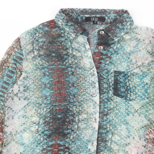 Goldie Womens Multicoloured Animal Print Polyester Basic Button-Up Size S Collared - Snake Print