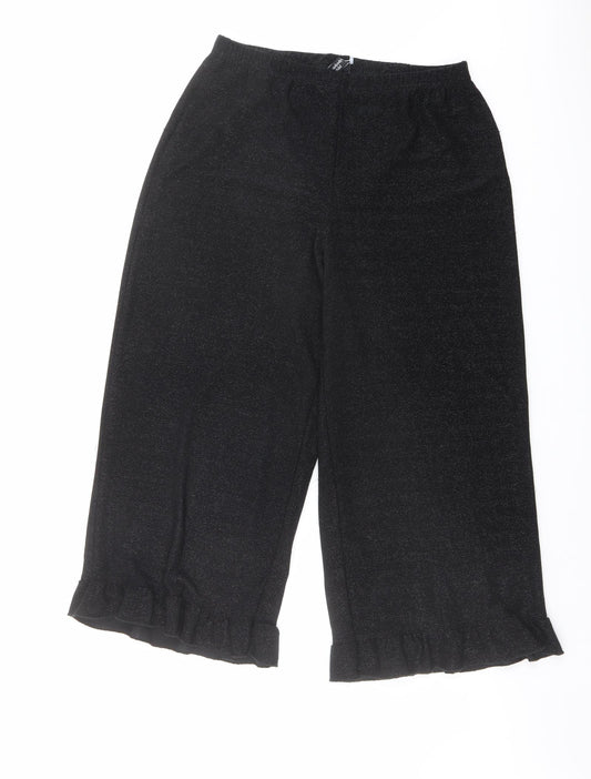 Nobody's Child Womens Black Polyester Cropped Trousers Size 14 L22 in Regular
