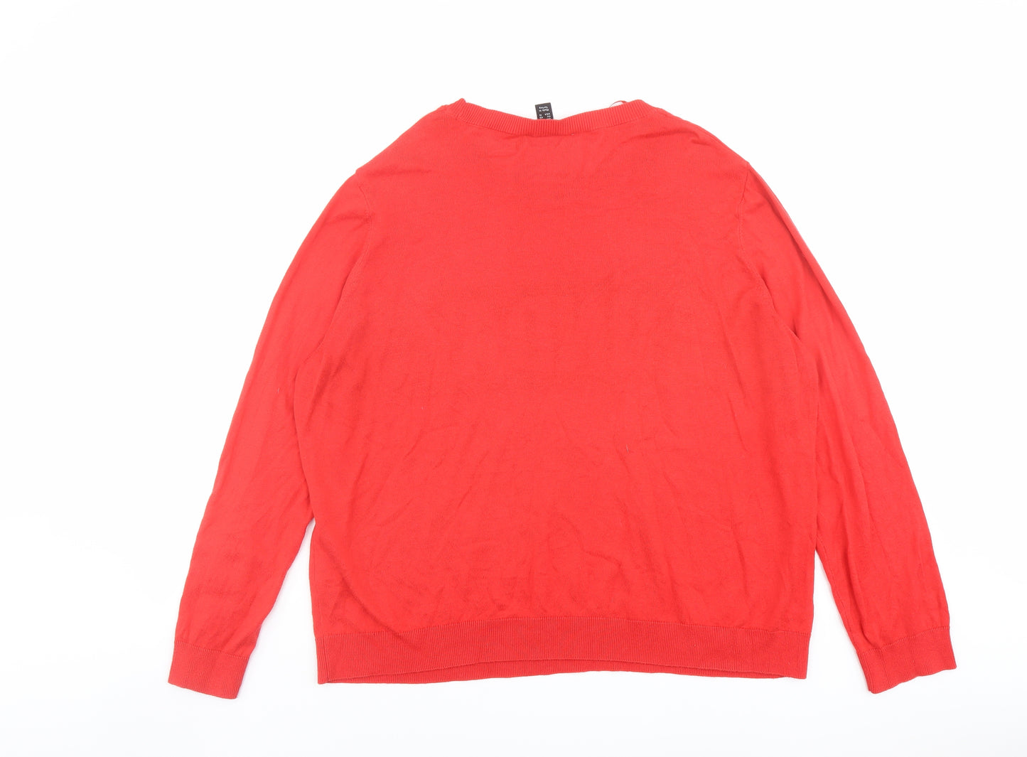 New Look Womens Red Round Neck Acrylic Pullover Jumper Size 20 - Funday