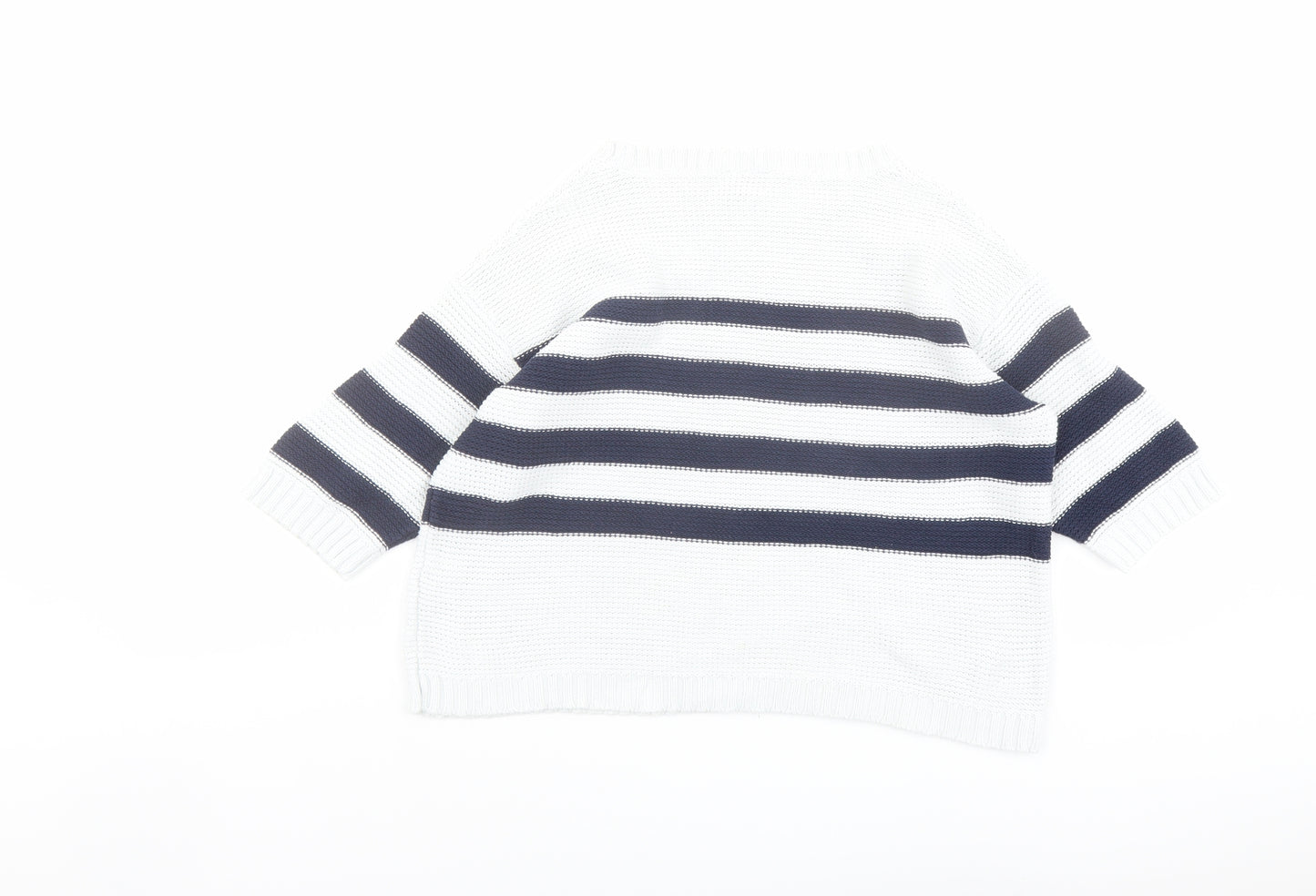 Lottie Lovers Womens White Crew Neck Striped Cotton Pullover Jumper Size 8 - Size 8-10