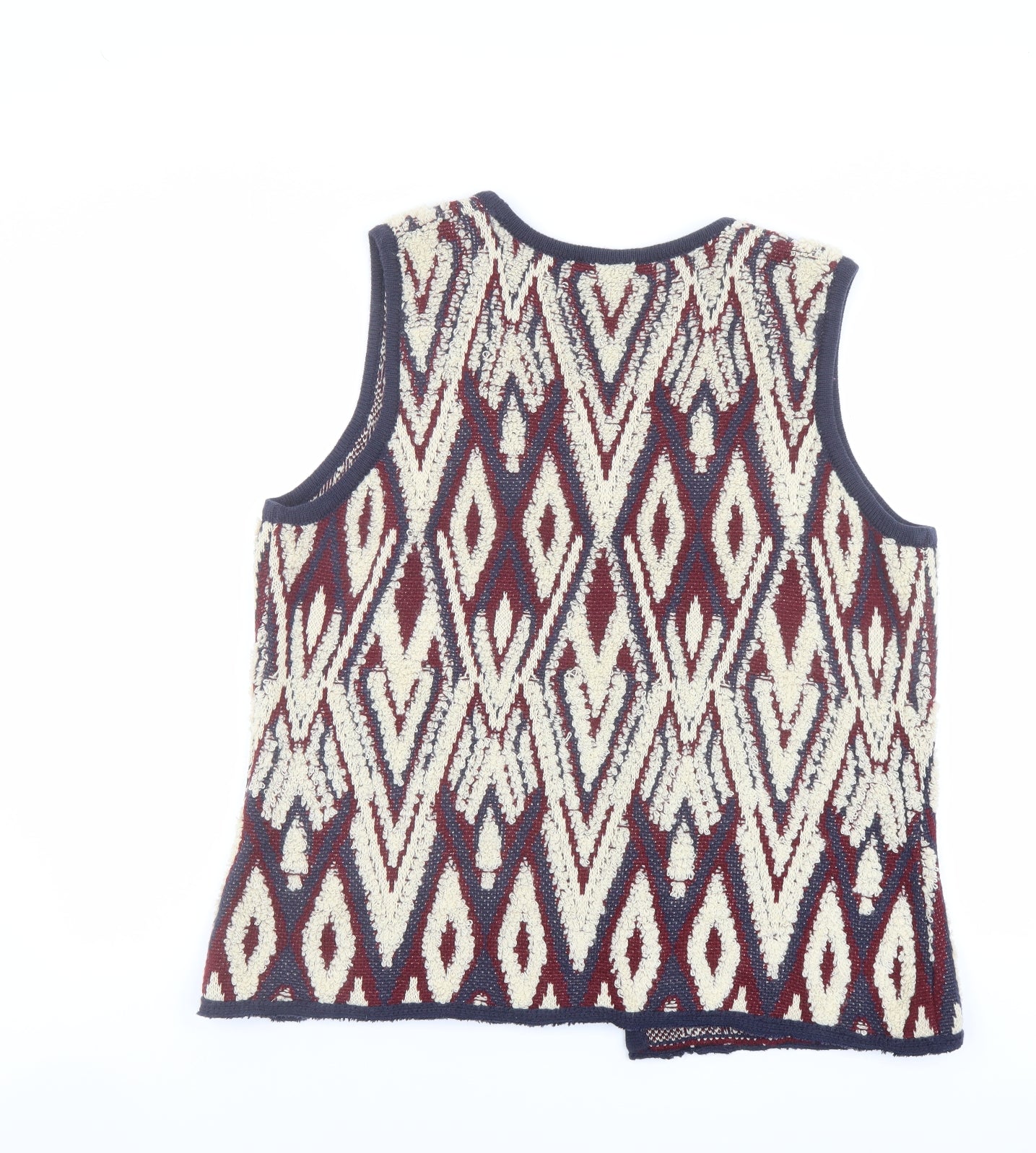 Klass Womens Multicoloured V-Neck Geometric Acrylic Vest Jumper Size XL