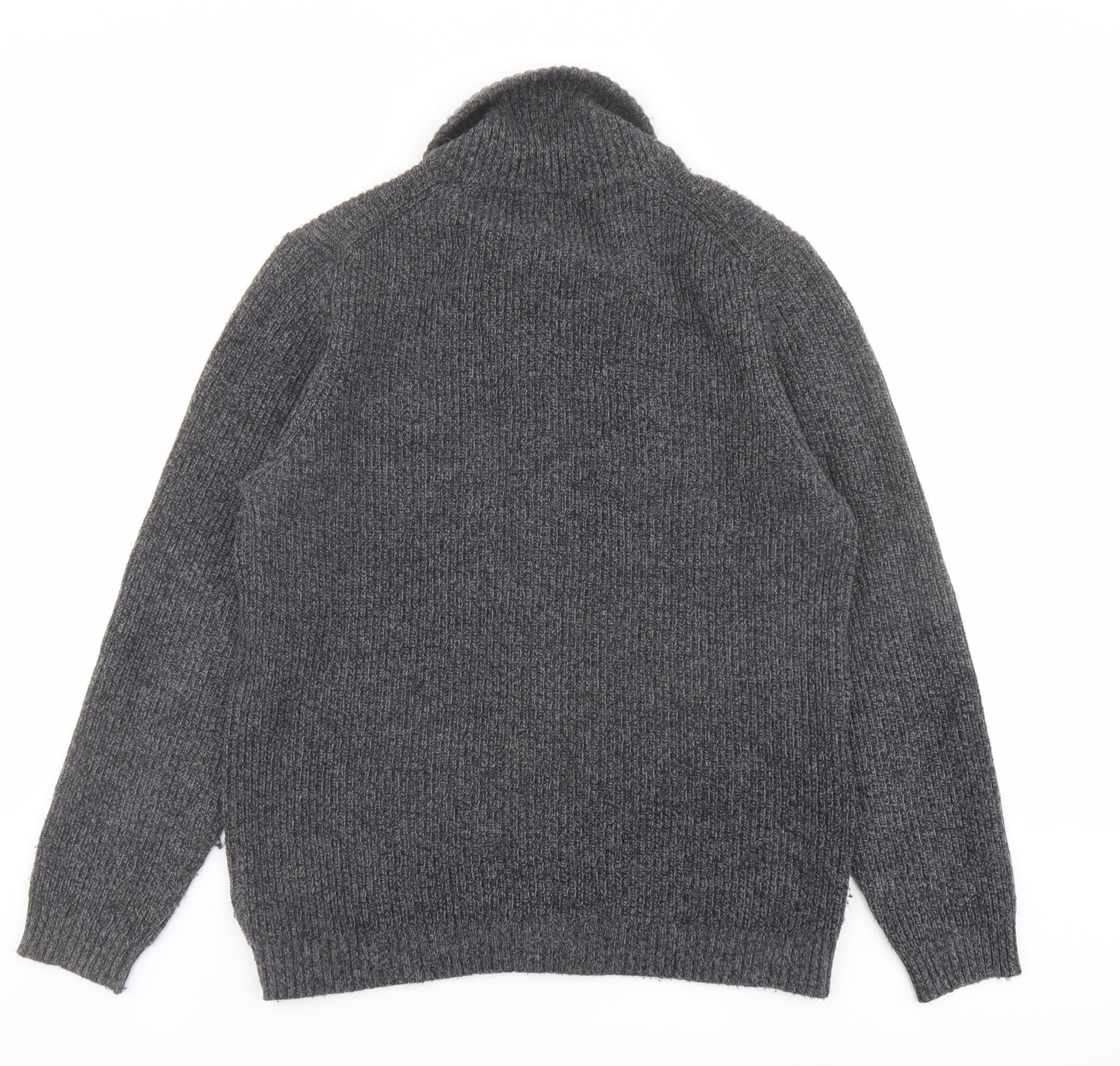 Marks and Spencer Mens Grey V-Neck Wool Cardigan Jumper Size M Long Sleeve
