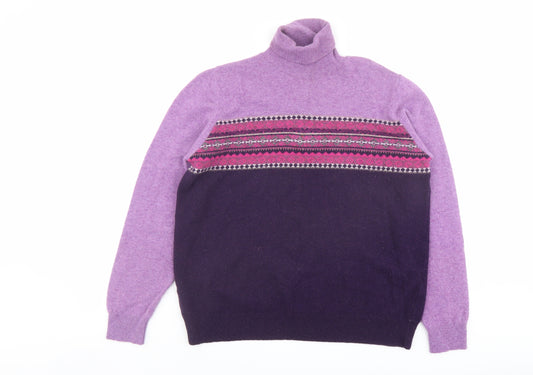 Marks and Spencer Womens Purple Roll Neck Wool Pullover Jumper Size 16