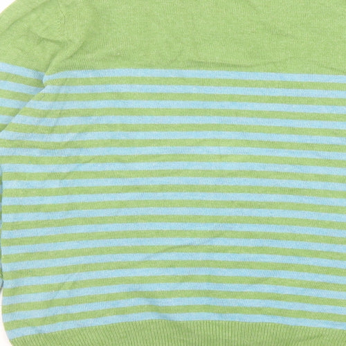 Boden Womens Green Round Neck Striped Cotton Pullover Jumper Size 12
