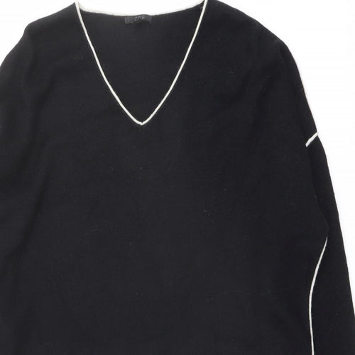 COS Womens Black V-Neck Wool Pullover Jumper Size M