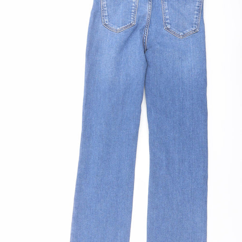Zara Womens Blue Cotton Bootcut Jeans Size 6 L26 in Regular Button