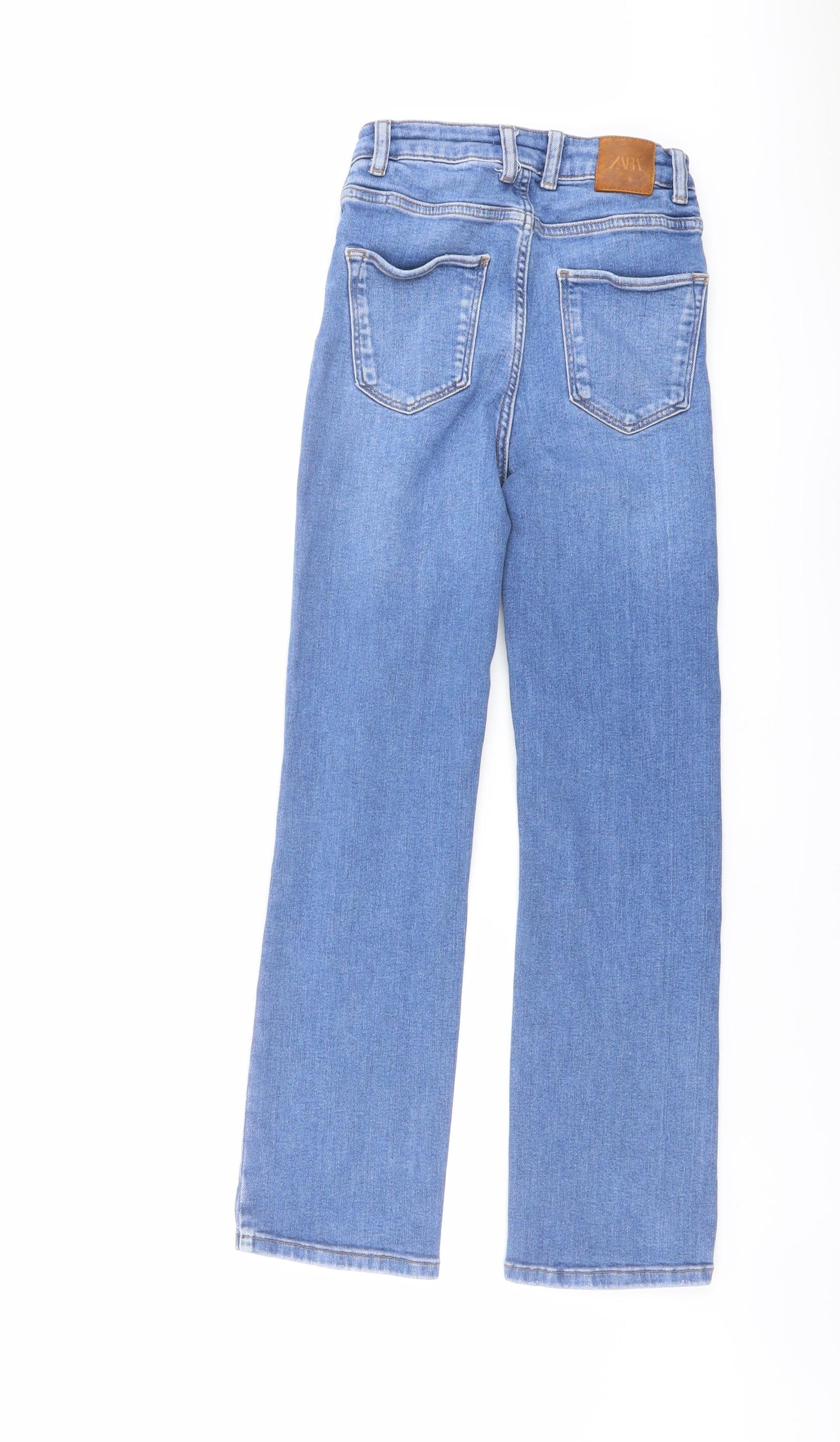 Zara Womens Blue Cotton Bootcut Jeans Size 6 L26 in Regular Button
