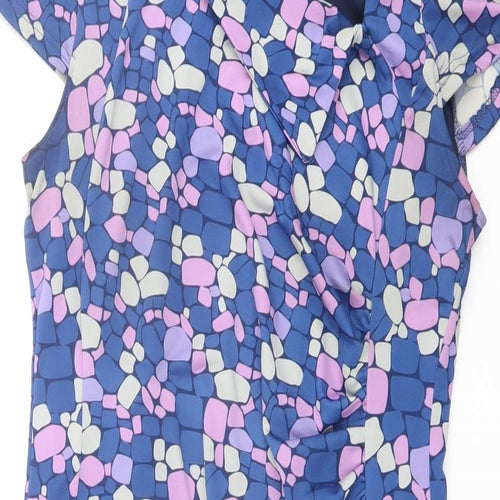 Lily & Me Womens Multicoloured Geometric Polyester Shift Size 14 V-Neck Pullover