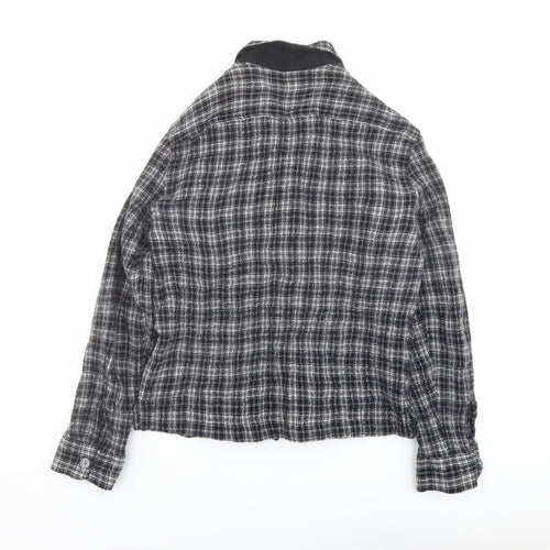 AllSaints Womens Grey Plaid Wool Basic Button-Up Size M Collared
