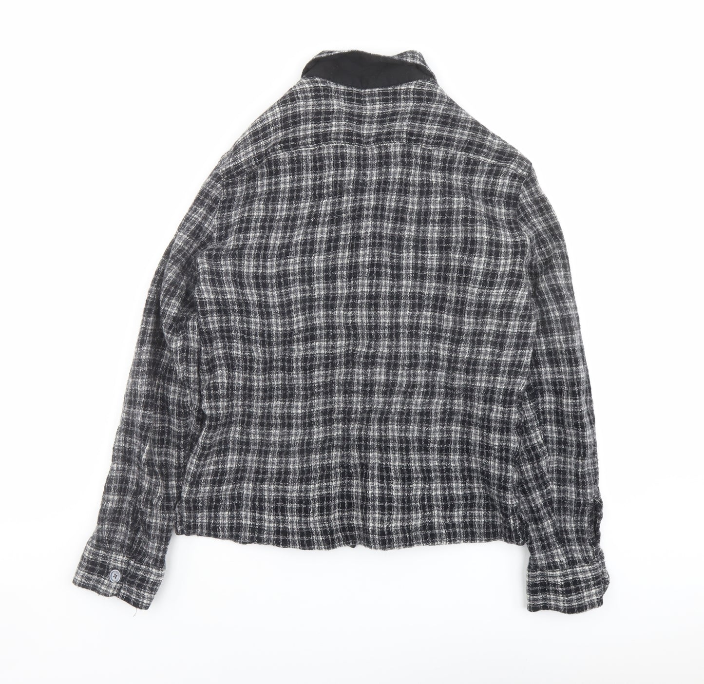 AllSaints Womens Grey Plaid Wool Basic Button-Up Size M Collared
