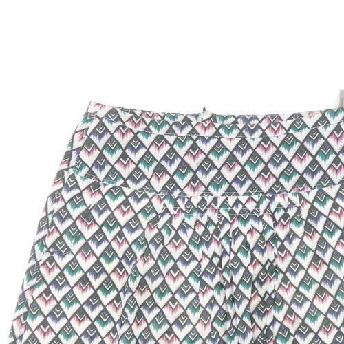 GARDEUR Womens Multicoloured Geometric Cotton A-Line Skirt Size 10 Zip