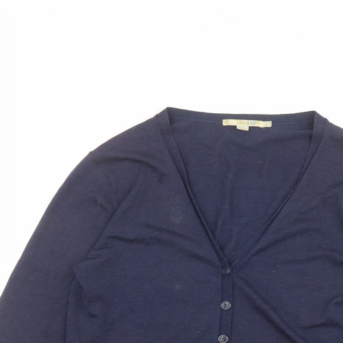 Boden Womens Blue V-Neck Wool Cardigan Jumper Size 14